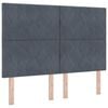 vidaXL LED Box Spring Bed Donkergrijs 140 x 200 cm Fluweel