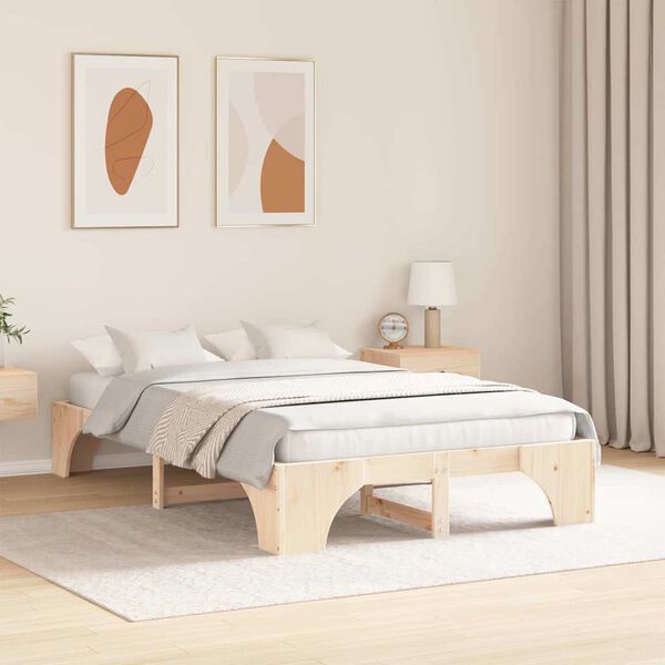 vidaXL Bedframe Naturel 135 x 190 cm Massief grenenhout