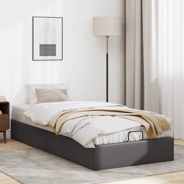 vidaXL Bedframe zonder matras 90x190 cm kunstleer grijs