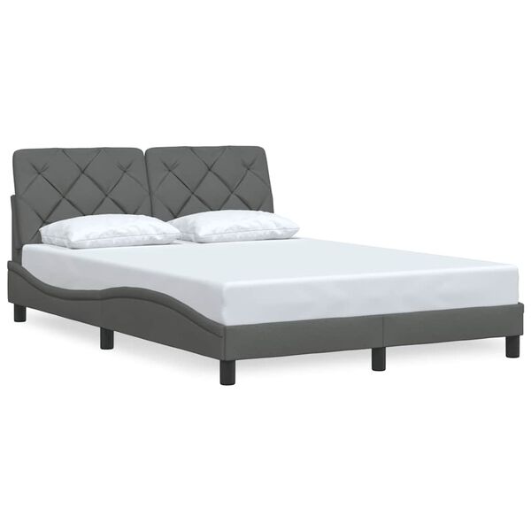 vidaXL Bedframe zonder matras 120x200 cm stof donkergrijs