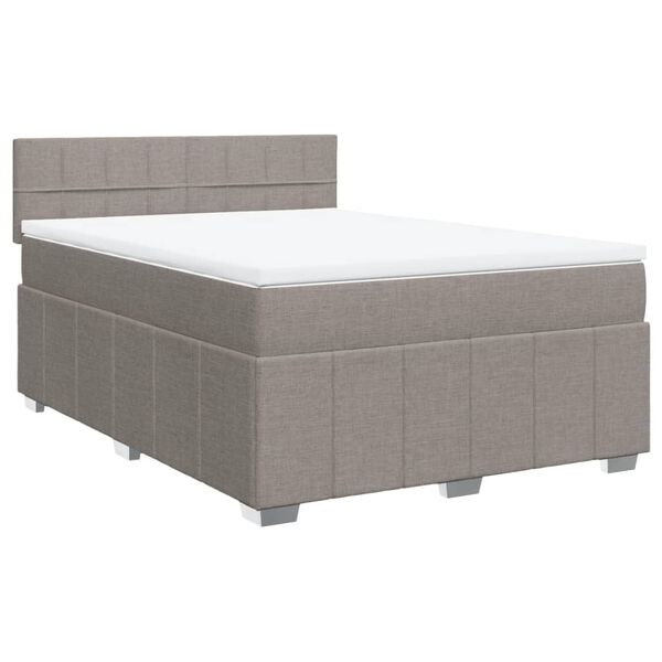 vidaXL Boxspring met matras stof taupe 140x200 cm