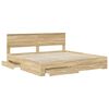 vidaXL Bedframe met hoofdeinde Sonoma Eiken 200 x 200 cm Bewerkt hout