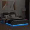 vidaXL Bedframe met hoofdbord en LED-verlichting betongrijs 150x200 cm
