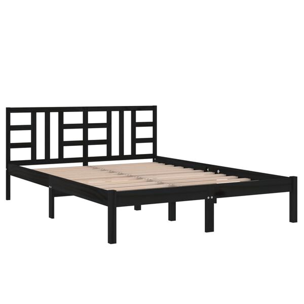 vidaXL Bedframe massief hout zwart 140x190 cm
