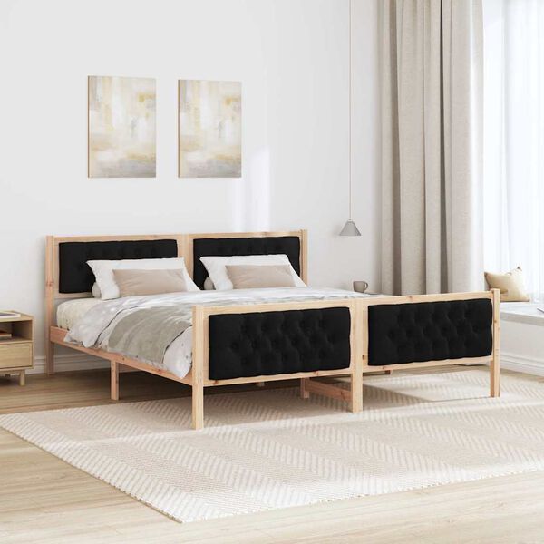vidaXL Bedframe met hoofdeinde Zwart 180 x 200 cm Massief grenenhout