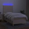 vidaXL Boxspring met matras en LED stof cr&egrave;mekleurig 90x190 cm