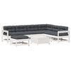 vidaXL 8-delige Loungeset met kussens massief grenenhout wit