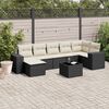 vidaXL 8-delige Loungeset met kussens poly rattan zwart
