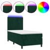 vidaXL Boxspring met matras en LED fluweel donkergroen 100x200 cm