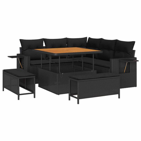 vidaXL Tuin Sofa Set met kussen 8 pcs Zwart poly rattan