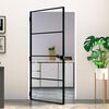 vidaXL Binnendeur 102x201,5 cm gehard glas en aluminium smal zwart
