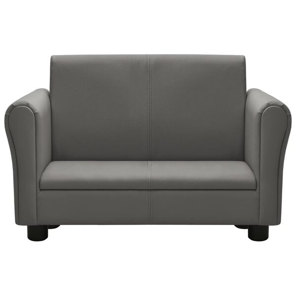 vidaXL Kinderbank met voetenbank kunstleer grijs