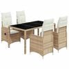 vidaXL 5-delige Bistroset met kussens poly rattan beige