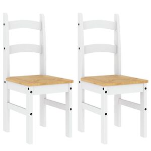 vidaXL Eetkamerstoelen 2 st 40x46x99 cm massief grenenhout wit