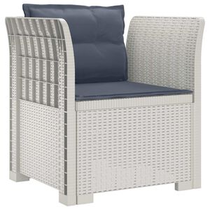 vidaXL E&eacute;npersoons Fauteuil met Kussens Rattan Look PP Wit