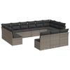 vidaXL 13-delige Loungeset met kussens poly rattan grijs