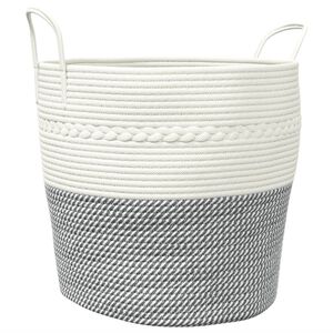 vidaXL Opbergmand &Oslash; 43x38 cm katoen grijs en wit