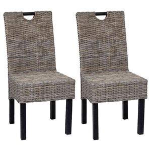 vidaXL Eetkamerstoel Kubu 2 stuks rattan mangohout
