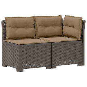 vidaXL Tweedelige Tuinbank met Kussens Rattan Look PP Lichtgrijs