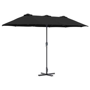 vidaXL Tuinparasol 370 x 197 x 239 cm Polyester en Aluminium Zwart