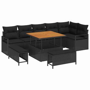 vidaXL Tuin Sofa Set 9 st 8-Aantal zitplaatsen Zwart