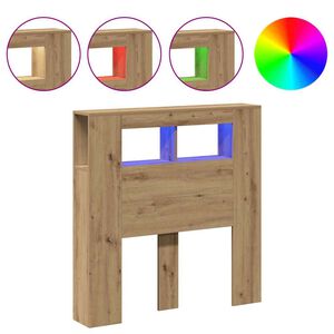 vidaXL Hoofdeinde met LED 100x18,5x103,5 cm hout artisanaal eikenkleur