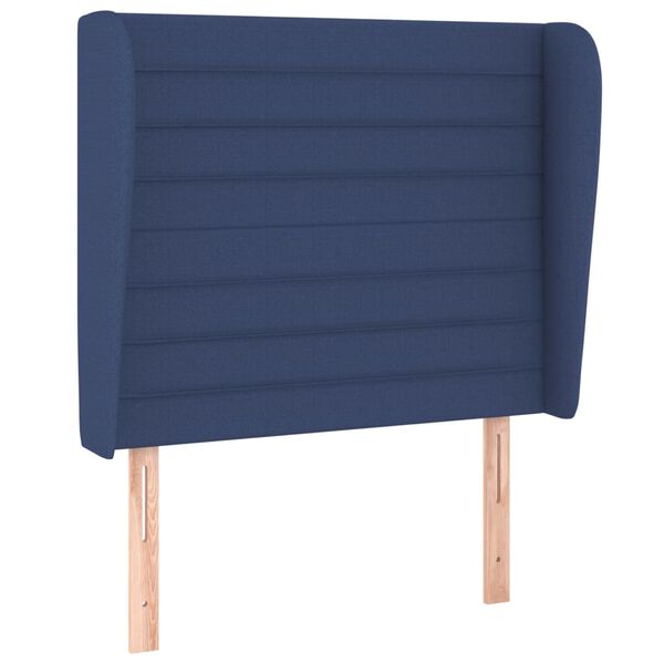 vidaXL Hoofdbord met randen 103x23x118/128 cm stof blauw