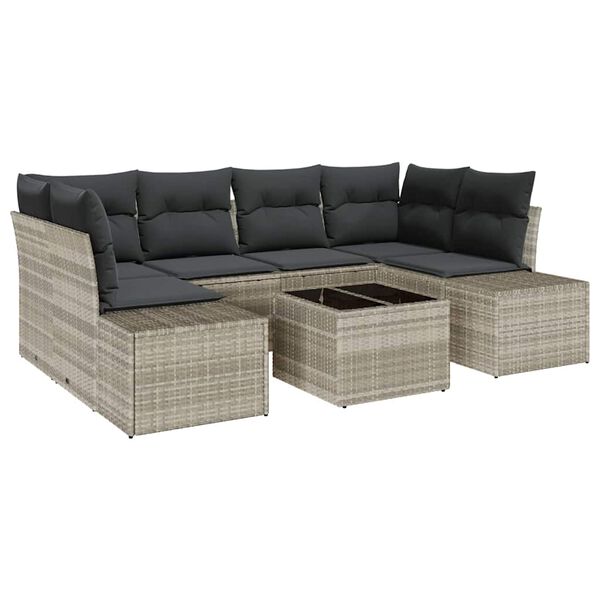 vidaXL Tuin Sofa Set 8 pcs Licht Grijs en Donker Grijs poly rattan