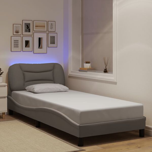 vidaXL Bedframe met LED zonder matras "Hvar" 90x190 cm stof taupe