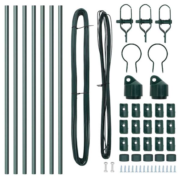 vidaXL Hekpalen 7 pcs Groen Ø32mm 80 cm Gegalvaniseerd staal