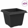 vidaXL Vierkante Bloempot 24 st Zwart 23 x 23 x 17,5 cm Kunststof