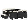 vidaXL 11-delige Tuinset met kussens poly rattan zwart