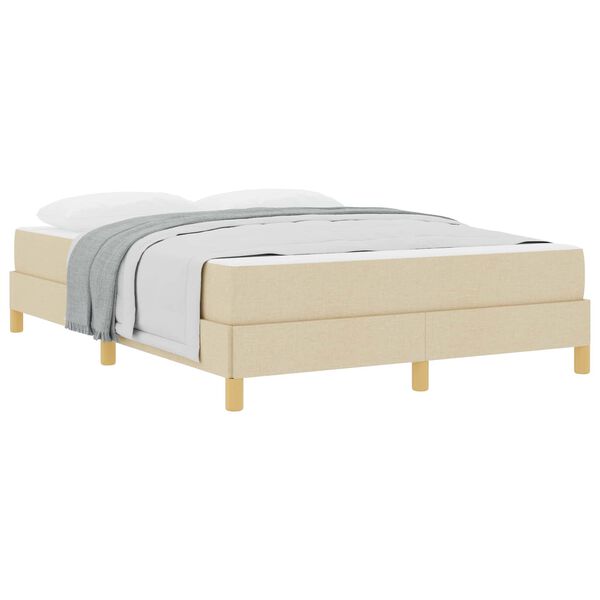 vidaXL Boxspringbed met matras Cr&egrave;me 140 x 200 cm Stof