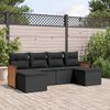 vidaXL 6-delige Loungeset met kussens poly rattan zwart