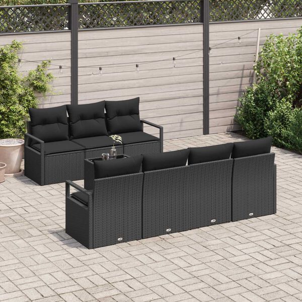 vidaXL Bankstel 8 pcs Zwart poly rattan