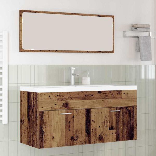 vidaXL Badkamerkast met opslag Oudhout 100 x 38,5 x 46 cm Bewerkt hout