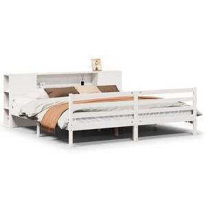 vidaXL Bed met boekenkast zonder matras grenenhout wit 200x200 cm