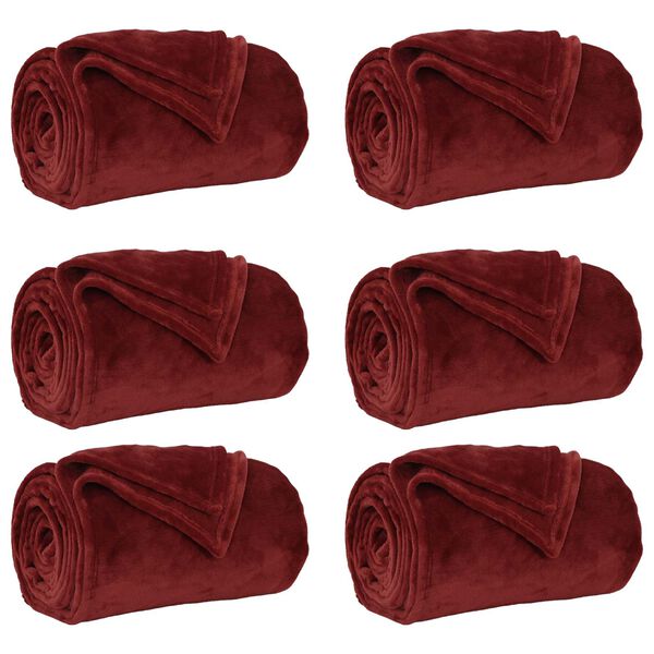 vidaXL Kleden 6 pcs Bordeaux Rood 130 x 150 cm Fleece