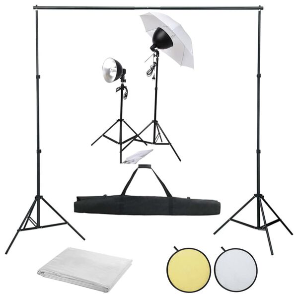 vidaXL Fotostudioset met verlichtingsset, achtergrond en reflector