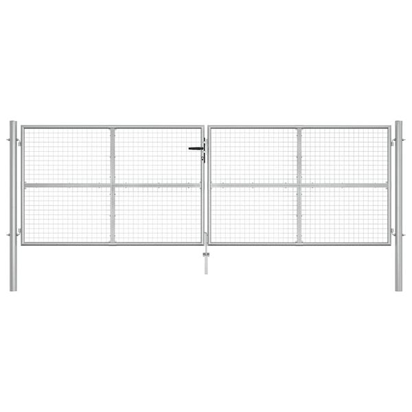 vidaXL Tuinpoort gegalvaniseerd staal 400x125 cm zilver