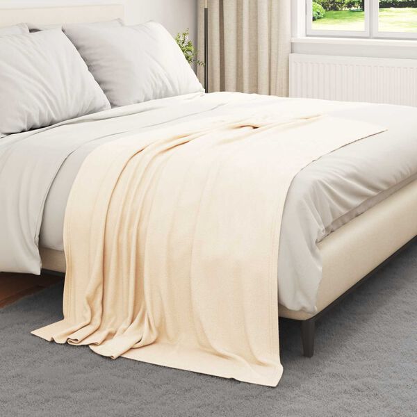 vidaXL Gooi Deken Cr&egrave;me 170 x 130 cm Fleece