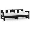 vidaXL Slaapbank uitschuifbaar massief grenenhout zwart 2x(80x200) cm