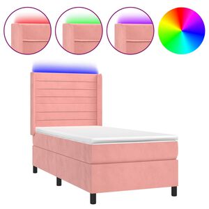 vidaXL Boxspring met matras en LED fluweel roze 80x200 cm