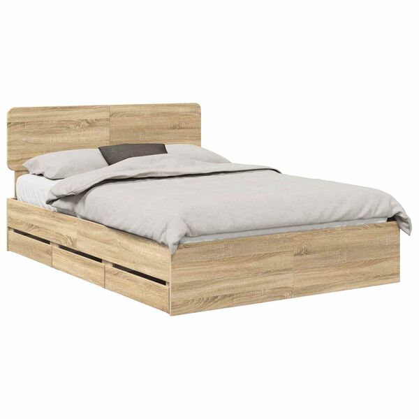 vidaXL Bedframe met lade Sonoma Eiken 160 x 200 cm Geconstrueerd hout