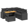vidaXL 6-delige Loungeset met kussens poly rattan zwart