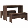 vidaXL 3-delige Eettafel en bankenset bewerkt hout bruin eikenkleur