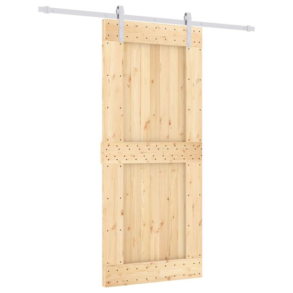 vidaXL Schuifdeur met beslag 90x210 cm massief grenenhout