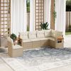 vidaXL 6-delige Loungeset met kussens poly rattan beige