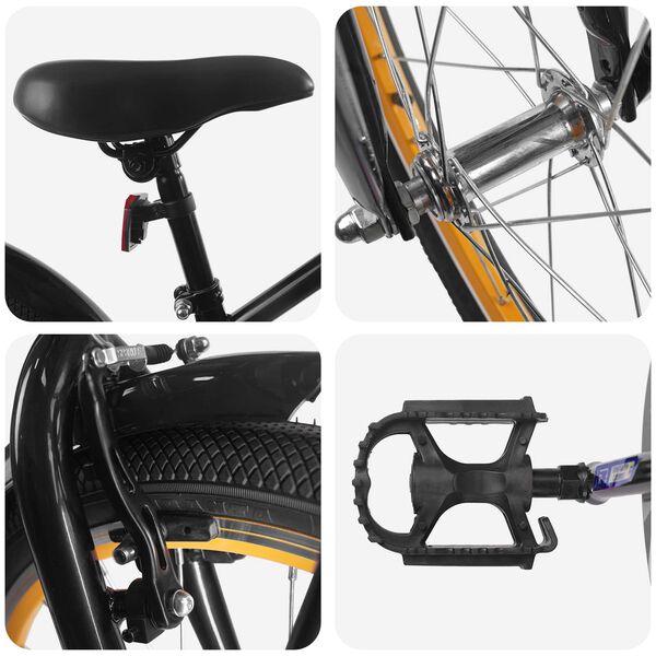 vidaXL Kinderfiets 22 Inch voor 7-12 jaar oud Zwart