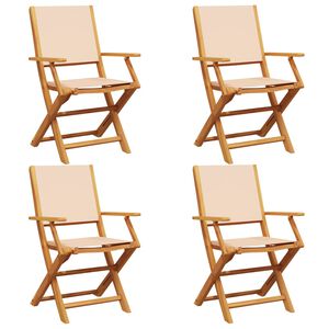 vidaXL Tuinstoelen 4 st inklapbaar stof en massief hout beige